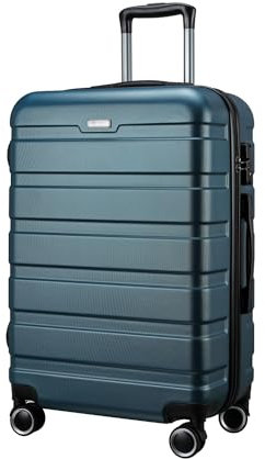 Panana Lightweight Hard Shell Suitcases Cabin Hold Luggage ABS Expandable Durable Trolley Travel Luggage with 4 Spinner Wheels TSA Lock, 3 Size for Choose (Teal, 24 Inch)