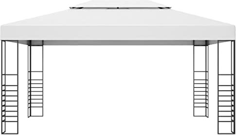 TJROO Tonnelle de jardin en acier peint 4 x 3 x 2,7 m Blanc Tente de jardin, tonnelles pour cour, protection UV tonnelle d'extérieur, petites réunions de mariage, fête, barbecue