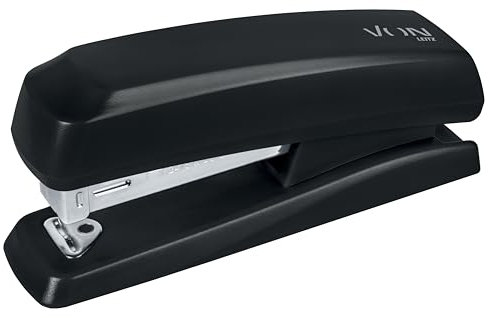 VON Leitz Heftgerät, Für 20 Blatt, Tacker mit kompakter Größe ideal für zu Hause, im Büro oder in der Schule, Metall und Kunsstoff, Schwarz, 56200095