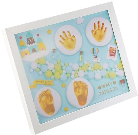 BESPORTBLE 1 set Handprint and Footprint Frame Inkpad for Newborn Keepsakes Easy Clean Detailed Imprint present for Milestones
