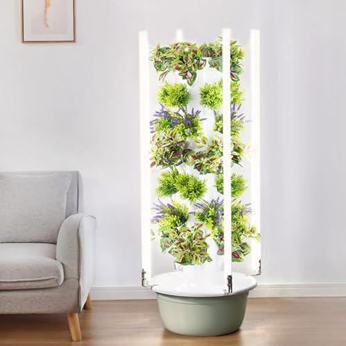 Sistema de cultivo hidropónico, sistema de cultivo hidropónico de jardín, jardín inteligente interior con luz LED, torre de vegetales hidropónicos de interior para amantes de la jardinería