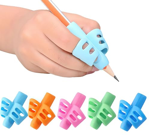 Générique 5 Pièces Guide Doigts Ecriture Enfant, Aide à l'Écriture Silicone Souple Guide Doigt Ergonomique pour Enfant, Outils de Correction de Posture pour Apprendre a Ecrire
