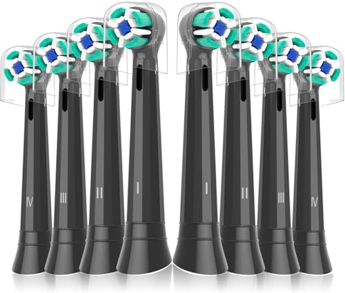 8er IO Sanfte Reinigung Aufsteckbürsten Kompatibel mit Oral B iO Elektrischen Zahnbürstea, Sensitiv IO Zahnbürste Aufsätze Geeignet für Oral B iO 2/3/4/5/6/7/8/9/10(Schwarz)
