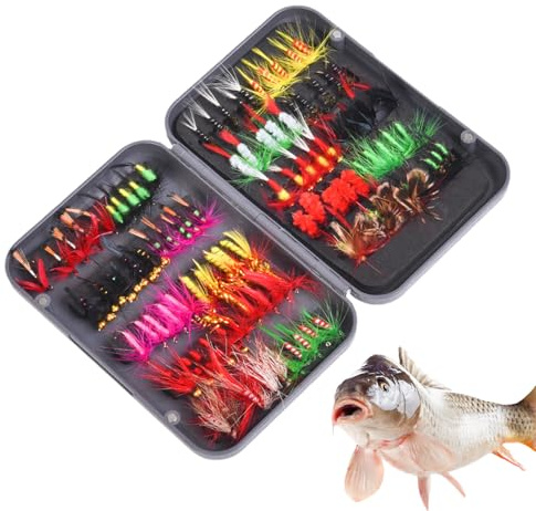 JIEBWCHA Set di esche da a mosca per pesce persico, per la all'aperto, set portatile con esche per la, per pescatori, padri, mariti, avventure, fiumi, laghetti, stagni