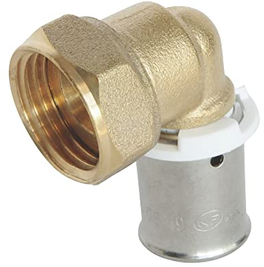 SOMATHERM FOR YOU, Raccord à sertir écrou tournant coudé 20/27 pour tube PER Ø20 - Installation rapide et fiable, acier inoxydable, compatible avec profils H, U, RF, pression max 10 bars