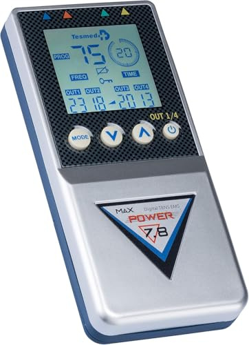 TESMED elettrostimolatore Muscolare Max 7.8 Power con 8 elettrodi- 125 tipologie di trattamenti: Addominali, potenziamento, Aumento Muscolare, estetica, Massaggi Benessere