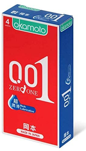 Okamoto 0.01 Rich Lubricative 4's Pack PU Condom Made in Japan