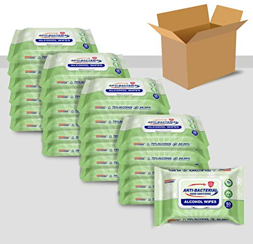 Advanced 75% Alcohol Antiseptic Hand Sanitizer Multipurpose Wipes ((50 Count x 24 Pack = 1200 Wipes))