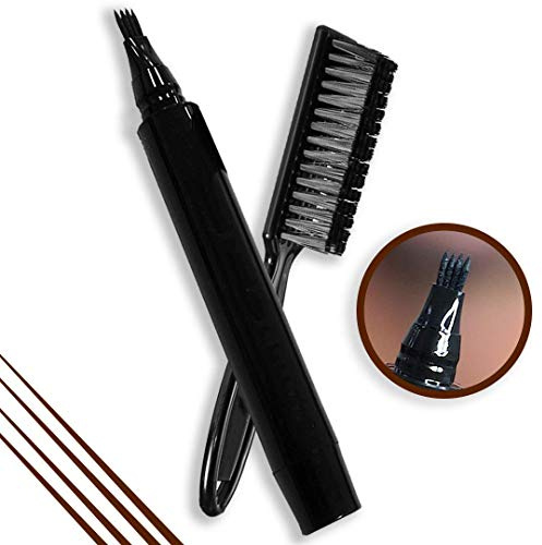 ISAKEN Lápiz de barba para Hombres, Impermeable de Larga duración Cobertura Barba Lápiz y Cepillo para Bigote Eyebrows Cuidado, Recortadores Faciales