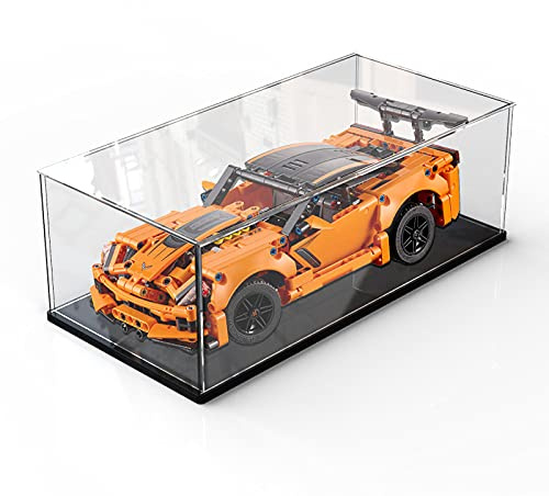 Self-Assembly Acrylic Display Case,Deluxe Dustproof Showcase,Cube Countertop Box for Pop Figures Collectibles Toys,Need Remove The Protective Film (15.7x8x10 inch; 40x20x25cm)