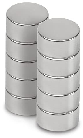MAUL Neodym Magnet Ø 10 x 5 mm (10er Pack) | Magnete für einen vielseitigen Einsatz | Magnet rund mit elegantem und modernem Design | Magnete stark für Magnetboard, Magnetband | Silber