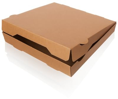 Blanc HYGIENIC Pizzakarton – 100x Pizzaboxen, umweltfreundliche und kompostierbarere Flammkuchen-Box aus stabilem Kraftkarton, unbeschichtet & unbedruckt, 36 x 36 cm, Braun