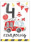 Junapack 12 Einladungskarten zum 4. Kindergeburtstag vierte Geburtstag Jungen Feuerwehr Feuerwehrauto