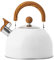 HERCHR 2,5L Tetera con Mango de Nylon, Calentador de Agua Ligero con Mango Ergonómico y Silbato de Aviso, Tetera de acero inoxidable con silbato, Multifuncional Hervidor de café para el hogar