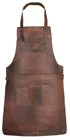 Dark Brown Leather Apron Butcher, Cook, BBQ, Cooking, Wood work, Cheff, BBq Grill Gift Apron (Dark Brown)