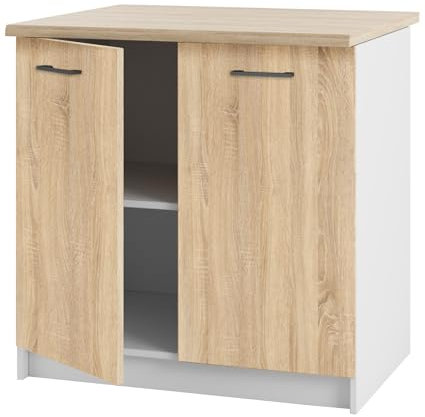 Unterschrank Küche mit Arbeitsplatte 80 cm – Küchenmöbel freistehend - robuste Konstruktion - einfache Montage - universelle Kombination - hochwertige Fronten & Stauraumlösung