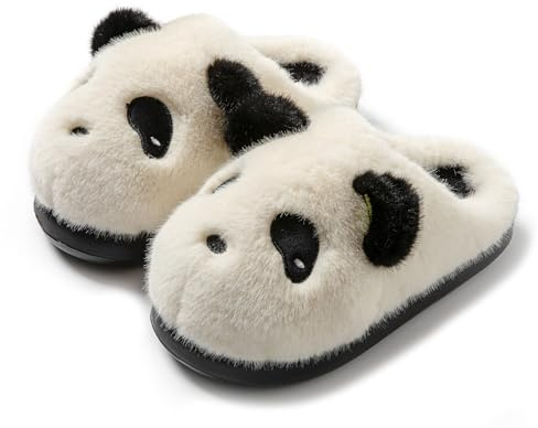 WYIKE Panda Plush Animal Slippers - Warm & Soft Women's Home Slippers for Indoor/Outdoor (White, Adult, Women, 8, Numeric Range, US Footwear Size System, 9, Medium)
