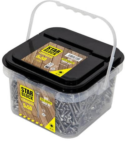 Starblock - Vis terrasse, 5x50, Acier Inoxydable A2, Tête réduite, Empreinte Torx, Pointe entaillée, FixBox de 1000