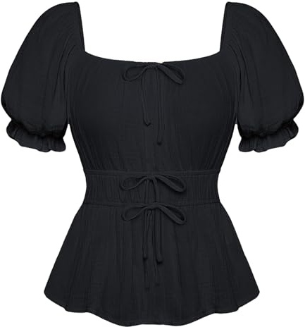 SCARLET DARKNESS Women Tops Off Shoulder Short Sleeve Summer Blouse Cute Elegant Ruffle Elastic Waist Black Shirts XL