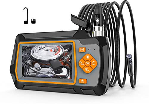 Cámara de inspección con boroscopio industrial de 4,3 pulgadas, pantalla endoscópica, lente doble conmutable, tubo con forma de 5,5 mm, para ayudar en el mantenimiento del detector de automóviles