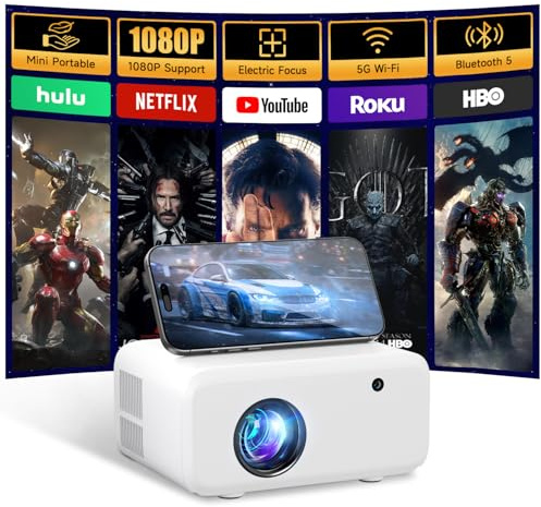Mini Projector with WiFi and Bluetooth - 2025 Upgraded, 1080p Video Supported, 13000L, HiFi Speaker, Long-Life Lamp, Multi-Device Compatible - Create Your Portable Home Cinema for Bedroom