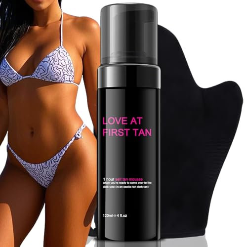 Selbstbräunungsmousse, Self Tanning Foam Dark, geruchlos, mit selbstbräuner handschuh, selbstbräuner mousse für Gesicht und Körper, die schnelle und Bräune ohne Sonne