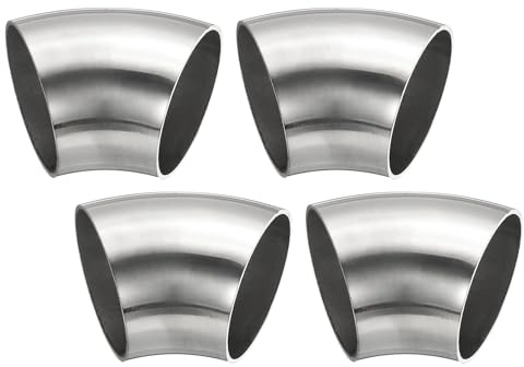 PATIKIL 4pcs 45 Degree Mandrel Bend Elbow, 48mm OD Steel Exhaust Elbow Exhaust Piping Connector 304 Stainless Steel for Exhaust Pipe Stair Handrail HVAC