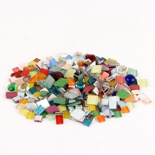 ZOFUN 1 kg di pietre per mosaico di vetro, 7 – 18 mm, circa 750 pezzi, piccole pietre colorate a mosaico di cristallo per bagno, cucina, decorazione della casa, progetti artistici fai da te
