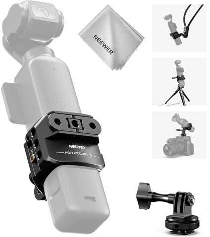 NEEWER Pocket 3 Jaula Compatible con dji Osmo Pocket 3 & Creator Combo Accesorios, Gimbal grabación de vídeo Rig con Adaptador de cámara de acción, Rosca de 1/4, Zapatos fríos, paño de Limpieza