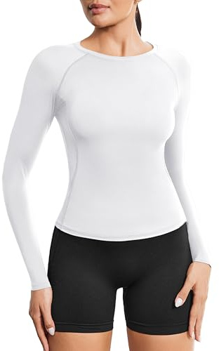 PINSPARK Maglietta Sportiva Donna, Maglietta A Maniche Lunghe, Funzionale Leggera, Corsa Slim Fit, Fitness Top Yoga con Scollo Rotondo, Corti Palestra