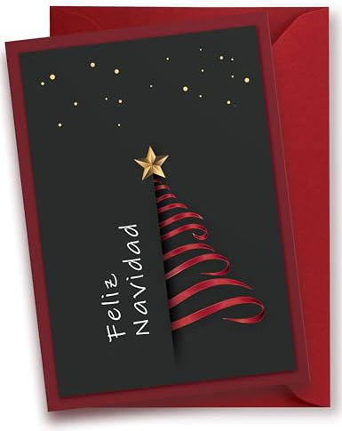 Legezon Tarjetas de Navidad con sobres, juego de 20 unidades, tarjetas plegables con diseño de árbol de Navidad, postales navideñas, Feliz Navidad