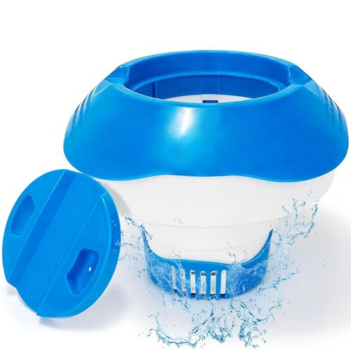 KGC Dispensador de Cloro Piscina Flotante, 17,8cm Difusor Flotante Dosificador de tabletas para 200g de Cloro y bromo, Tabletas de Cloro Dispensador de Cloro para Piscinas, spas y Fuentes