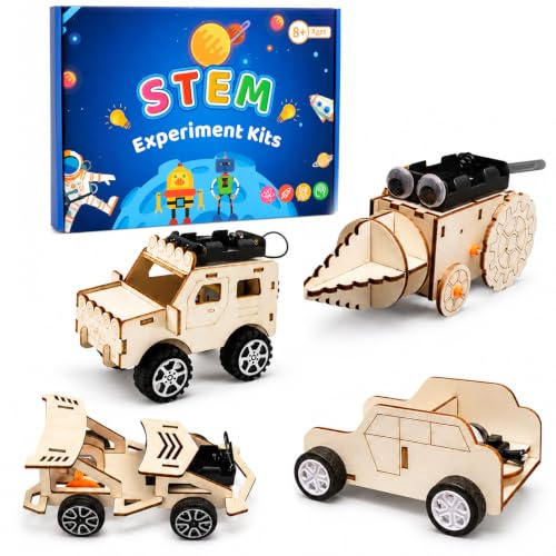 Experiment för barn från 8+ DIY STEM leksak bil träbyggsats byggsats | 3D träpussel teknik pysselset experimentlåda presentset från 8 9 10 11 12 13 14 år pojkar och flickor på födelsedagen