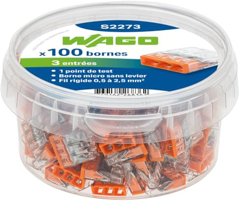 WAGO - Pot de 100 mini bornes de connexion automatique 3 fils S2273