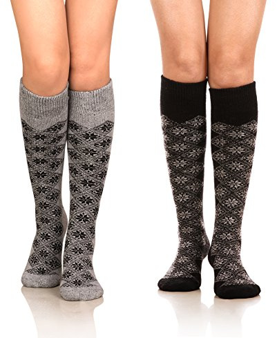 DoSmart Womens Winter Warm Knee High Socks Boot Socks 2-Pairs Multi Color (AA-02), One Size