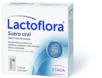 Lactoflora Suero Oral - Probióticos, Prebióticos y sales naturales con sabor frutas del bosque - 6 Sobres DUOCAM