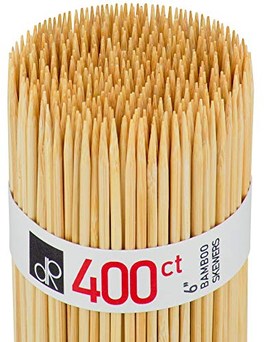 DecorRack Natural Bamboo Skewer Sticks, 400 Pack of 6 inch Organic Wooden Barbecue Kabob Skewers, Best for Grill, BBQ, Kebab, Marshmallow Roasting or Fruit Sticks