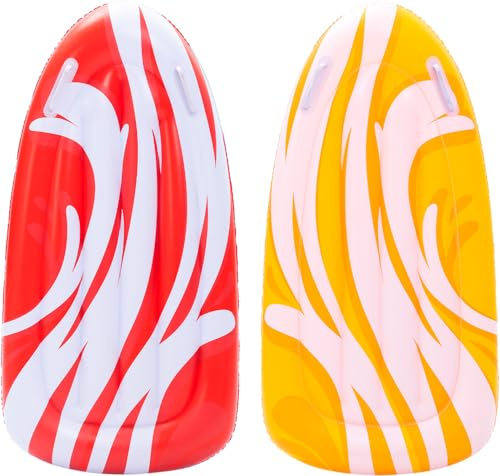 JOYIN 2 Pack Inflatable Body Boards for Water Slides, Swimming Pool Floating Learn to Swim, Summer Water Fun Toy for Kids (Red,Yellow)