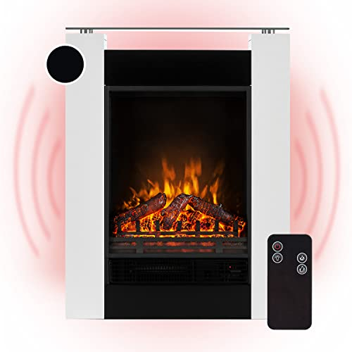 Klarstein Cheminée Electrique d'Intérieur, Chauffage Electrique de 1800W, Fausse Cheminée Decorative avec Effet Flamme en LED, Télécommande Inclus, Programmable, Minuterie, Thermostat Réglable