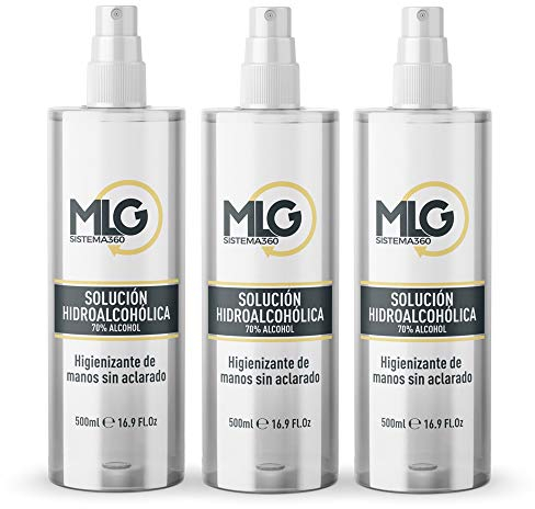 MLG SISTEMA 360 - Hidroalcohol 3 x 500ml con Spray | Ideal para una higiene profunda de manos - Hidroalcoholico Liquido