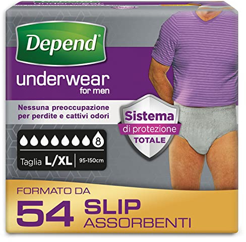 Depend Comfort-Protect Slip absorberande Män, Storlek L/XL, 54 Super Hög Midja trosor