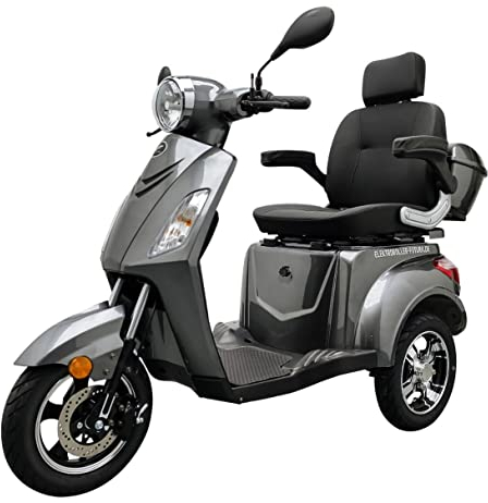 Elektromobil “VITA CARE 1000”, 25 km/h, herausnehmbarer 60V/20Ah Lithium-Akku (9kg), Straßenzulassung, Scheibenbremse, Seniorenmobil, E-Mobil, 60 km Reichweite, inkl. Topcase, Produktvideo, Grau