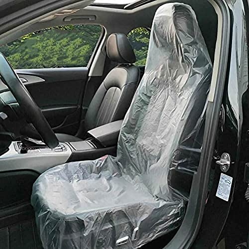 JESUNK 100 Pieces Disposable Seat Covers, Car Disposable Universal Plastic Seat Covers for Airplane Seats, Salon Chairs, Restaurant Seats, Bus Seats & More (100 Pieces)
