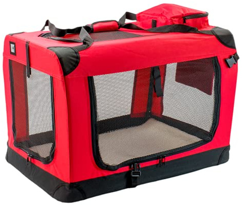 KCT Large Red Fabric Pet Carrier Crate Travel Transport Bag for Cats and Dogs