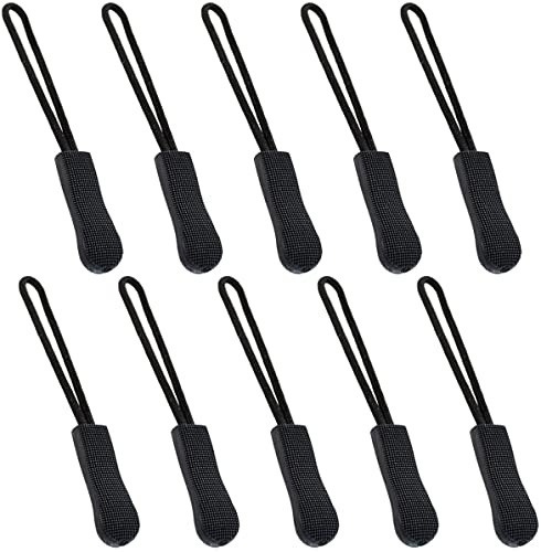 10 Pieces Zipper Pull Zip Tags Cord Pulls Zipper Extension with Ergonomically Designed Rubber Non-slip Gripper for Backpacks, Tents, Trolley cases, Traveling cases, and Jackets