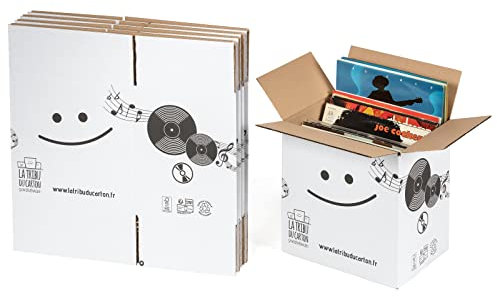 Lot de 5 cartons renforcés pour vinyles Blanc