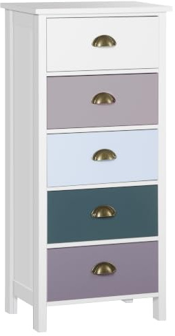 HOMCOM Chiffonnier commode 5 tiroirs 45L x 30l x 95,4H cm Multicolores