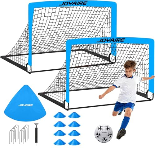Soccer Goals for Backyard Set, Portable Kids Toddler Soccer Goal 2 of 4' x 3', Pop Up Soccer Net Soccer Training Equipment with Size 4 Soccer Ball, Carry Bag, Youth Games, Sports, Outdoor Play