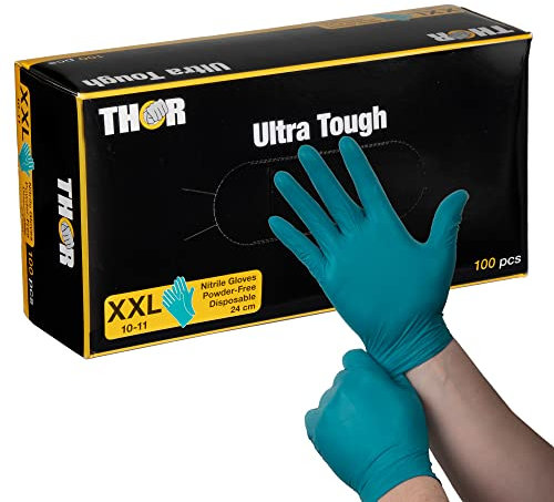 ABENA Gloves | Nitrile XXL Green Disposable Gloves | Pack of 100 | Suitable for Food Handling, Mechanic, Cleaning, Hair Styling, Nail Tech, Barber