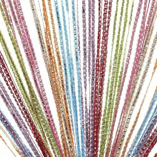 String Curtain Panel,Glitter Door Wall Window Doorways Panel Fly Screen Fringe Room Divider Blinds,Decorative Tassel Ribbon Strip Silver Screen for Living room,Bedroom,Party Events (Multicolor)